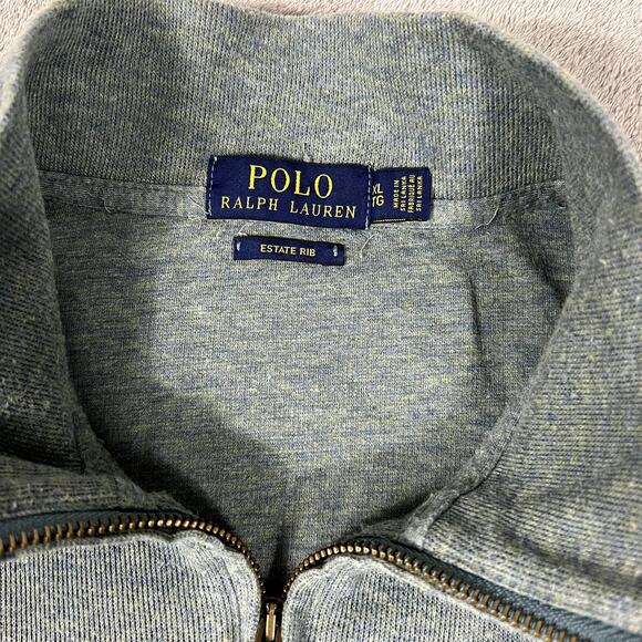 Polo Ralph Lauren Gray Quarter Zip Estate Rib Sweater Men's XL Preppy - Picture 4 of 9